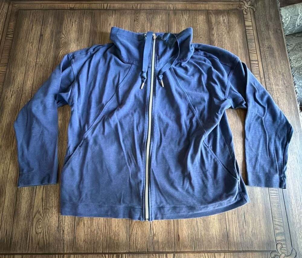 Tommy Bahama Womens Full Zip Funnel Neck Sweatshirt Blue Size L
